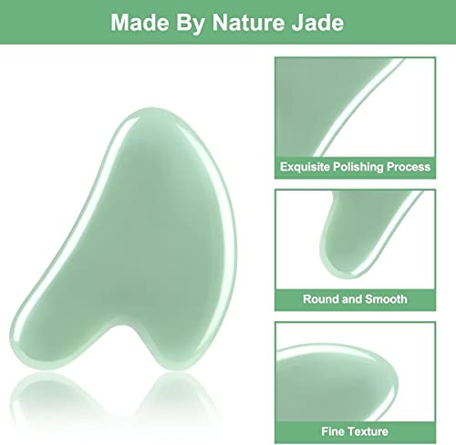 URAQT Natural Jade Gua Sha Massage Tool - 2 Pcs Facial Scraper