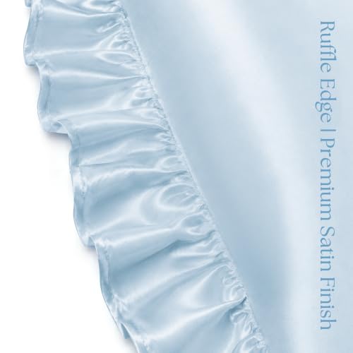 SiinvdaBZX Baby Blue Ruffled Satin Pillowcase Set of 2 | 20x26 Inch