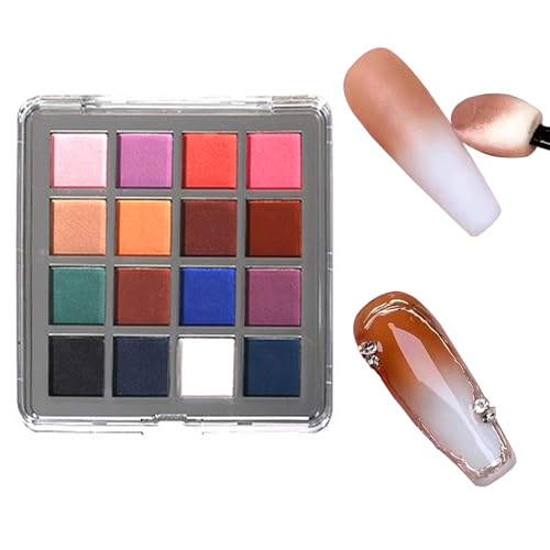 MOEPAK 16-Color Solid Nail Pigment Palette for Ombre Nail Art DIY - Variation B