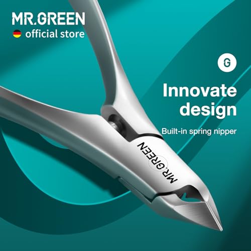 MR.GREEN Cuticle Nippers + Manicure Pusher Set with Built-in Spring - Dead Skin Remover & Nail Trimmer
