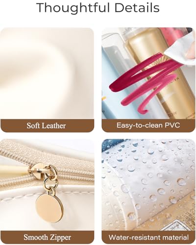 White Clear Makeup Bags - 3 Pack Travel Toiletry Organizer