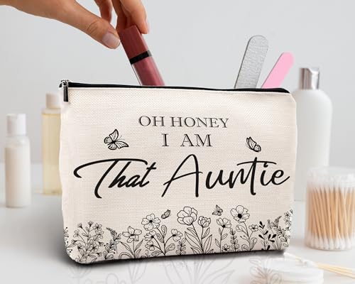 Auntie Gifts Makeup Bag - Travel Cosmetic Organizer for Aunt from Niece