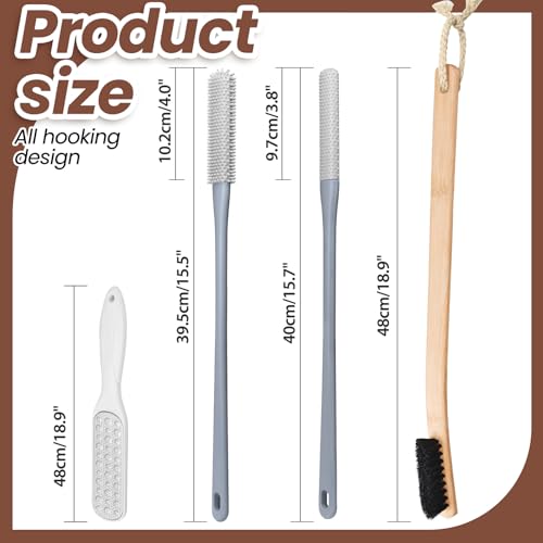 Vafada Grey Toe Cleaning Brush Set for Seniors & Elderly with Long Handles