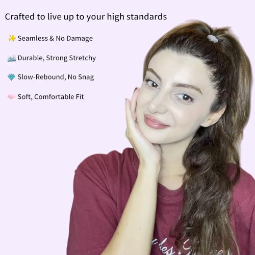 Lilac Purple Seamless Nylon Hair Ties for Thick & Curly Hair - No Damage, 10 Pack