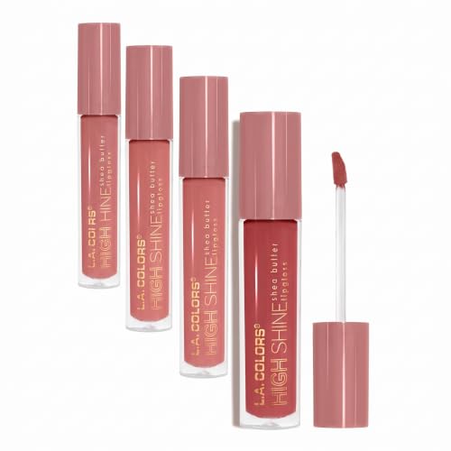 L.A. COLORS High Shine Shea Butter Lip Gloss Pack of 4 - 0.14 Oz Each