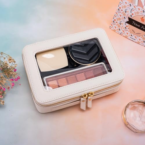 Aveniee Off-White Clear Makeup Bag Organizer - Travel Toiletry Case