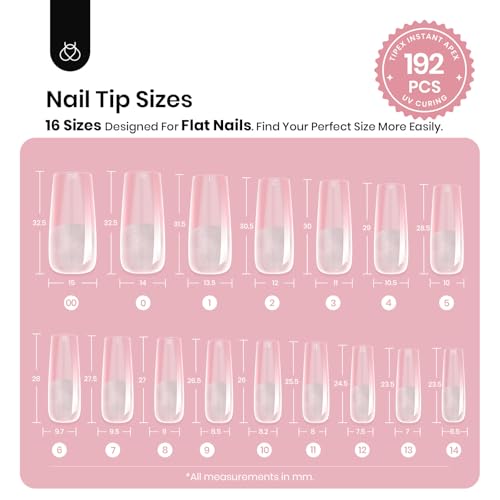 Beetles Long Square Nail Tips - 192pcs Structured Apex for DIY Extensions