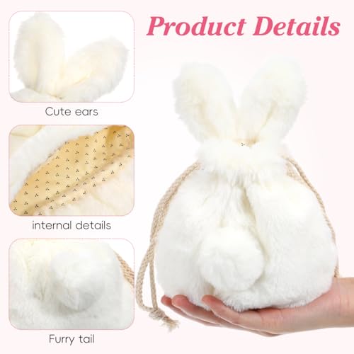 Lurrose Bunny Purse, Plush Bag, Drawstring Makeup Pouch for Women