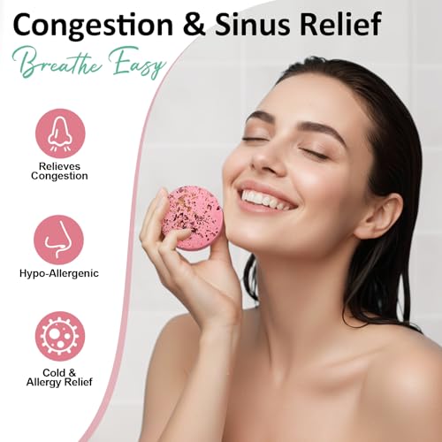 Pink Shower Steamers Aromatherapy Gift Set - 8 Pack for Relaxation, Spa, and Self Care