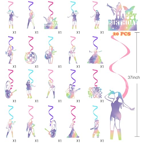 20pcs Holographic Singer Hanging Swirls for Music Parties