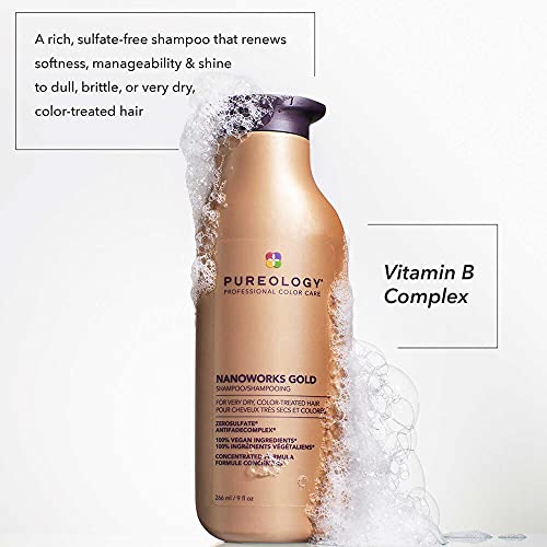 Pureology Nanoworks Gold Shampoo 1.7 Fl Oz - Vegan & Sulfate-Free for Dry Color-Treated Hair