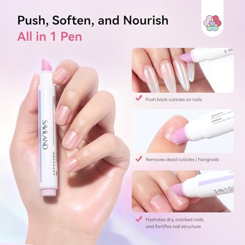 SAVILAND 2-in-1 Cuticle Remover Pen with Ceramic Tip - Hydrating Nail Care