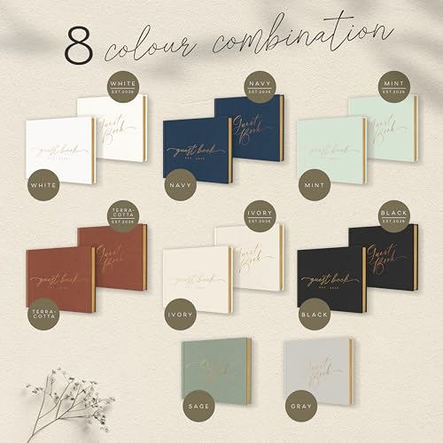 Elegant Navy Wedding Guest Book with Gold Foil Accents - 100 Pages