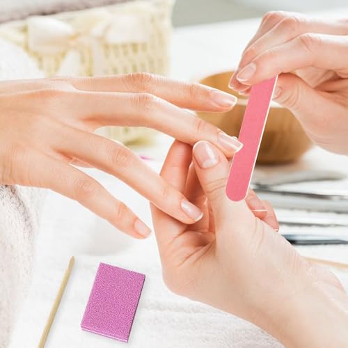 Hozziii Pink Disposable Manicure Tool Kit with 80/100 Grit Files, 40-Count