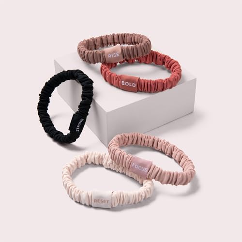 Affirmation Ribbons Scrunchies Set - Pack of 5 Multi-Colored Hair Ties