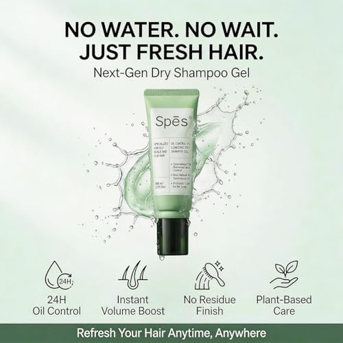 Spes Dry Shampoo Oil Control Gel 0.85 Fl Oz - No-Rinse Volumizing Hair Care