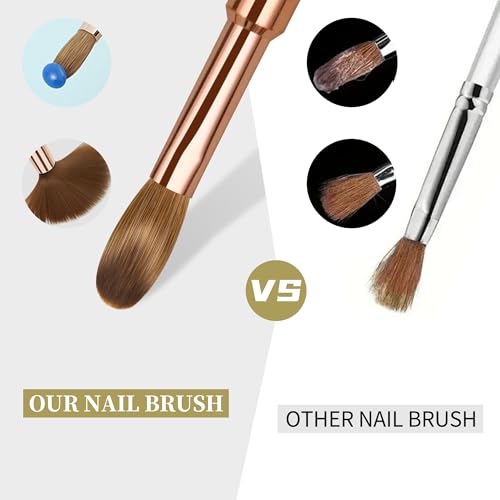Varnishea Pure Kolinsky Acrylic Nail Brush - Size 4 Rose Gold & Brown Handle