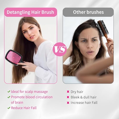 Lixera Detangling Hair Brush Set for Curly, Wet & Dry Hair - Scalp Massage, Heat-Resistant, Durable, 2PCS