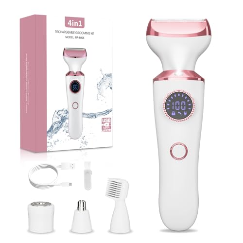 RUIBO Rose Gold Electric Razor for Women - 4-in-1 Trimmer & Shaver