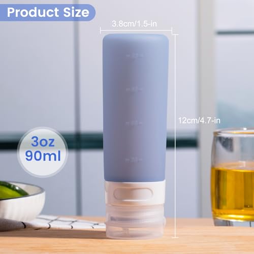MICEBAY 4 Pack Silicone Condiment Squeeze Bottles - Leakproof Salad Dressing Containers for On-the-Go
