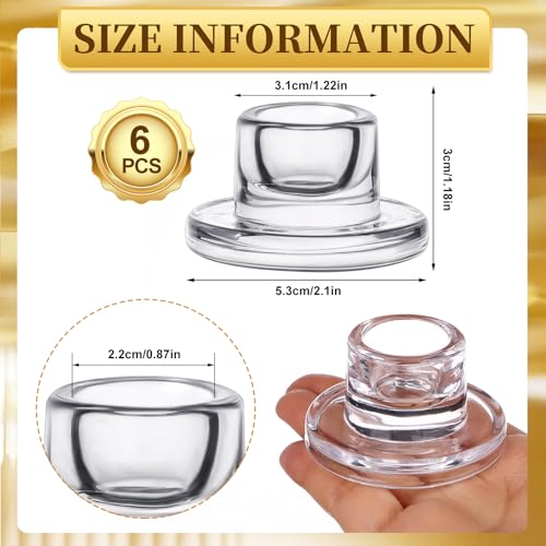 6 Pack Clear Glass Taper Candle Holders for Weddings & Decor