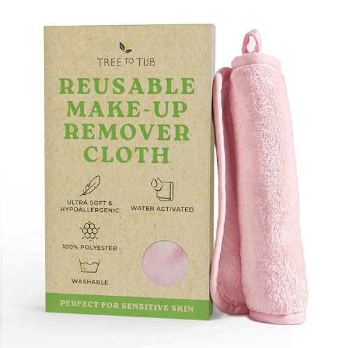 Tree To Tub Pink Reusable Makeup Remover Cloths for Face, Soft Microfiber Washcloths