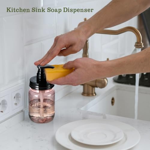 Amolliar 16 Oz Vintage Rose Soap Dispenser with Pump - 2 Pack