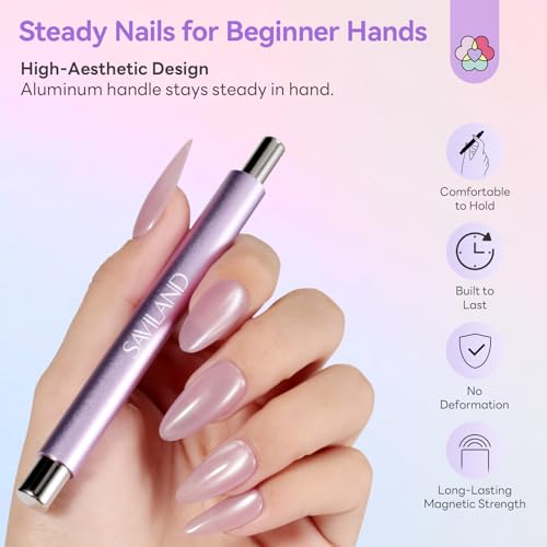 SAVILAND Double-Head Cat Eye Magnet Pen - 5X Strong Magnet, Purple