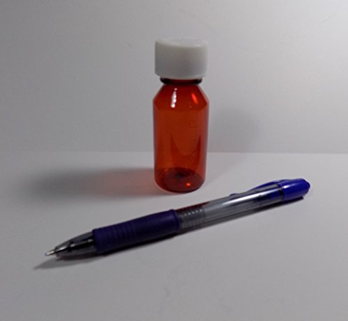 1oz Amber Plastic Travel Medicine Bottles with Child-Resistant Caps - 10 Pack