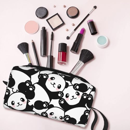 JKJOJIA Panda Black White Makeup Bag Organizer Portable Travel Cosmetic Pouch