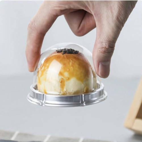 EchoDone 50 Set Clear Mini Cupcake Boxes - Silver Dome Containers