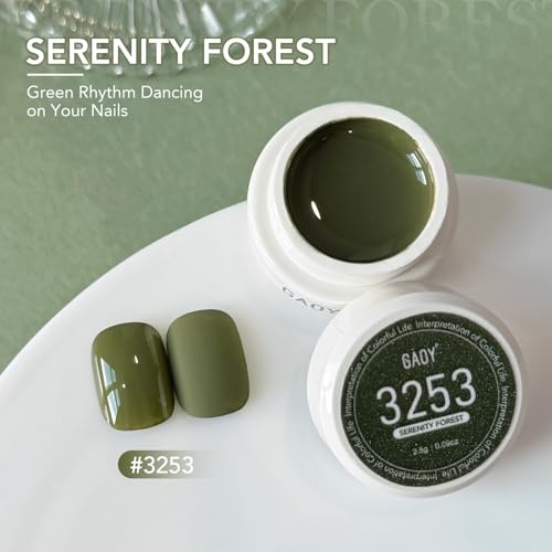 GAOY Olive Green Gel Nail Polish Set - 6 Cat Eye Glitter Shades
