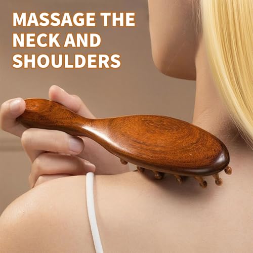 KURTOPLLY Wooden Dreadlock Comb & Scalp Massager - Natural Sandalwood Wide Tooth Brush for Hair & Scalp Care (2 pcs)
