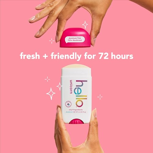 hello Unicorn Aluminum Free Deodorant for Women, Girls, Safe for Kids, Dermatologically tested, Natural Fragrance, 2 Pack