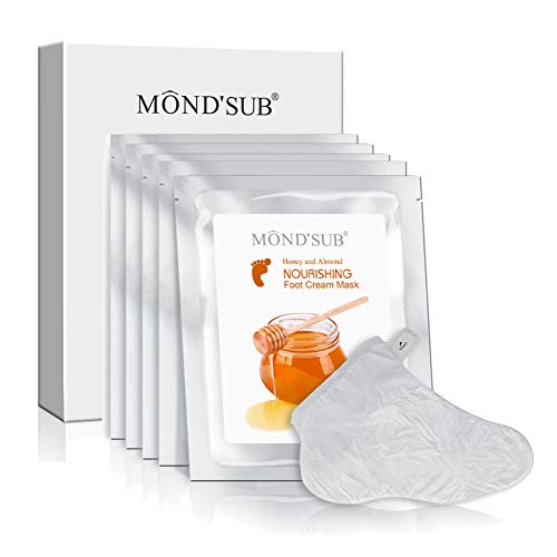 MOND'SUB Honey & Almond Nourishing Foot Masks - 5 Pairs for Soft, Hydrated Feet