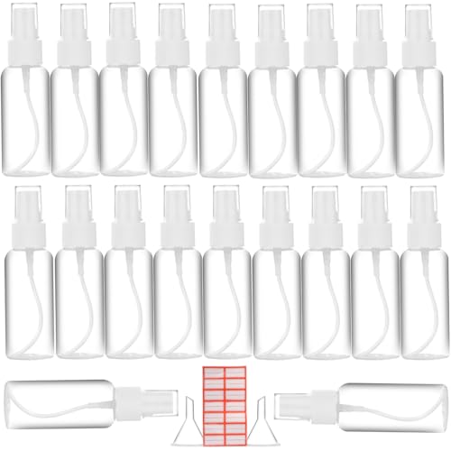 2oz Travel Spray Bottles Set – Refillable Fine Mist Plastic Bottles with Funnels & Labels