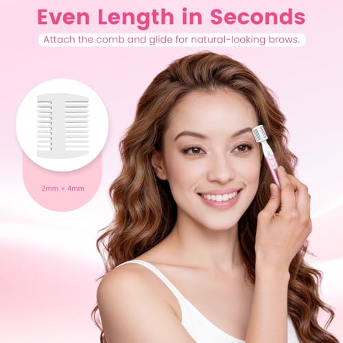 Upgraded Eyebrow Trimmer, Precision Electric Eyebrow Razor for Women Battery-Operated Facial Hair Remover with Comb No Pulling Sensation Painless for Face Chin Neck, Upper-Lip, Peach-Fuzz