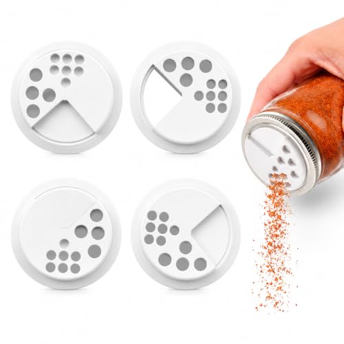 Adjustable Spice Shaker Lids for Mason Jars - 4 Pack