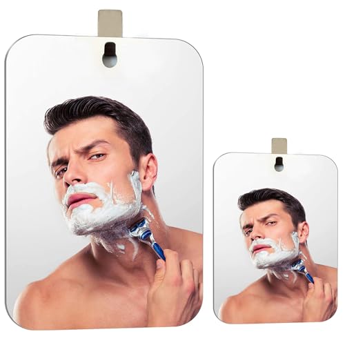 XoYo 2-Pack Fogless Shower Mirror Set - Shatterproof Wall-Mounted Mirror