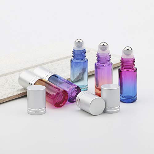 Kesell 10pcs 5ml Gradient Glass Essential Oil Roller Bottles with Funnel