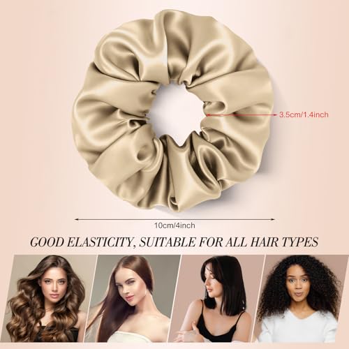 Satin Hair Scrunchies for Women - 8 Pack No-Crease Hair Ties