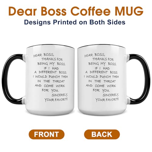 Funny Boss Mug - Dear Boss Coffee Cup, 15oz Ceramic Gift