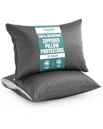 Standard Size Pillow Protectors - 2 Pack | Waterproof & Dust Mite Proof