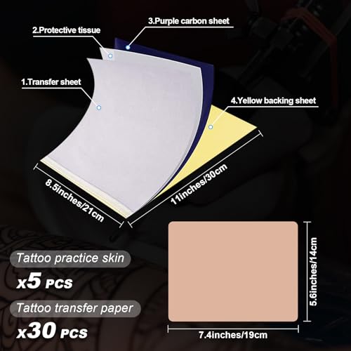 Autdor 35-Piece Tattoo Practice Kit: 5 Thick Silicone Skins & 30 Stencil Papers