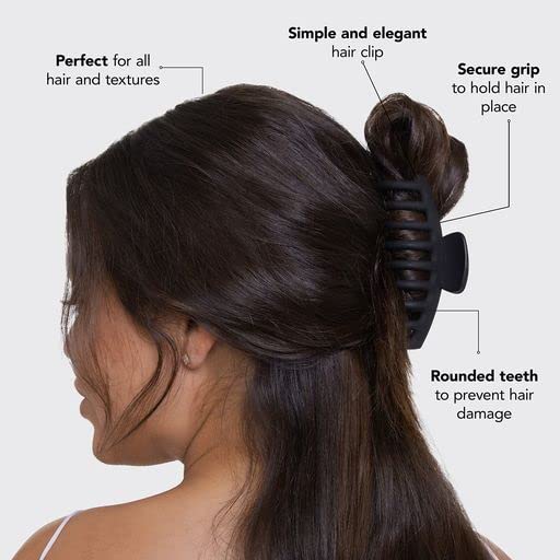 Large Hair Clips for Women - Durable Recycled Plastic Claw Clips | All-Day Hold, Comfortable Fit - Black & Tortoise, 2pcs