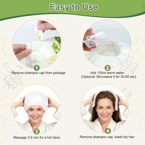 10 Pack Waterless Shampoo Caps for Easy Hair Wash | White
