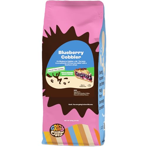 Crazy Cups Blueberry Cobbler Flavored Ground Decaf Coffee, 10 oz