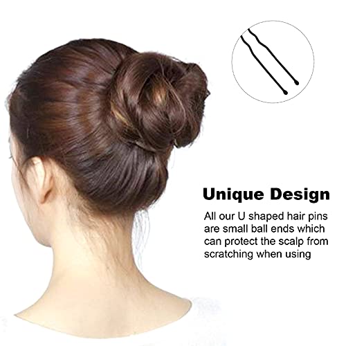 Sevensun 100PCS U Shaped Hair Pins with Storage Box - Black 2.4 Inches