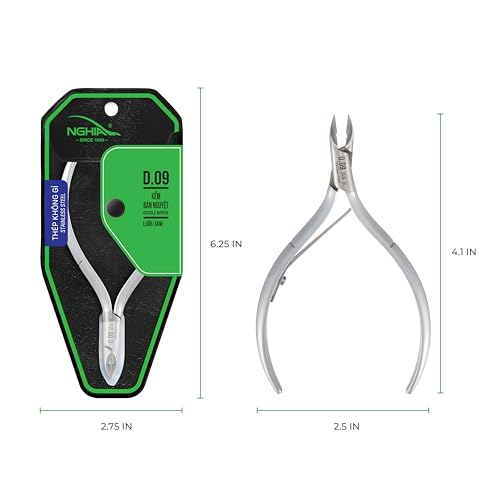 Nghia D-09 JAW 14 Cuticle Nipper Stainless Steel for Salons & Home Use, Grey