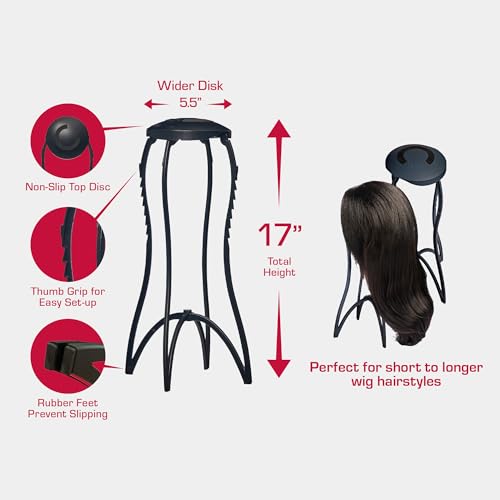 Red by Kiss Collapsible 17” Travel Wig Stand with Nonslip Grip – Single Pack